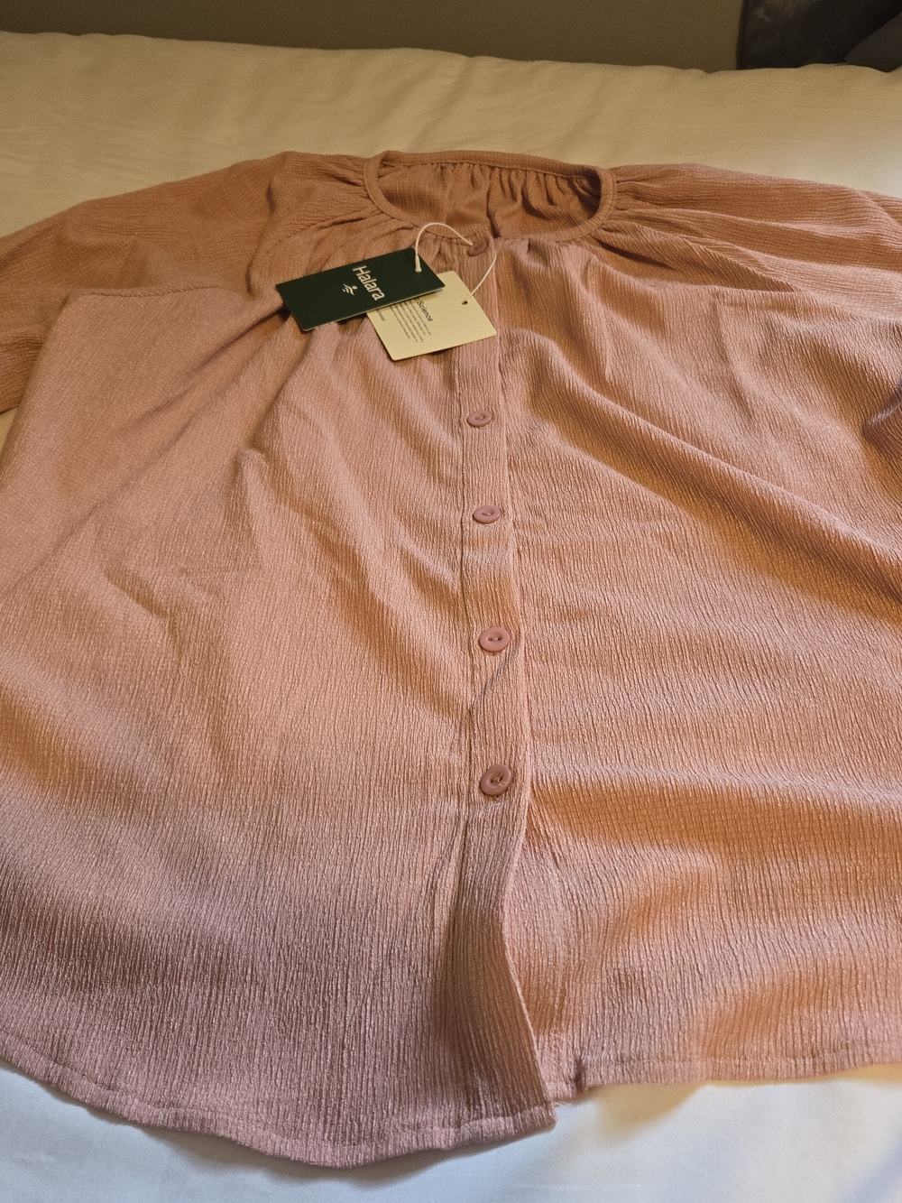 HALARA Dusty Rose Button-Front Blouse